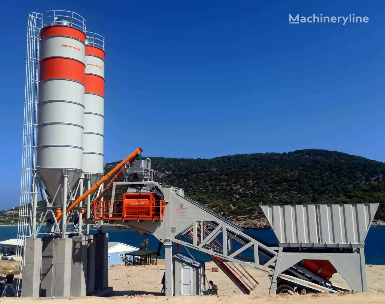 Polygonmach 100 m3 per hour mobile concrete batching plant planta de hormigón nueva